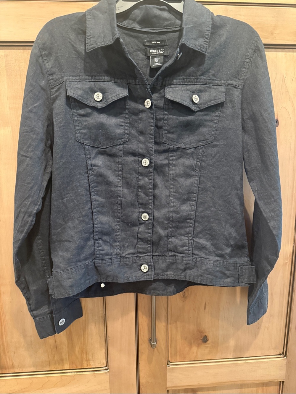Women’s Jones & Co 100% Linen Black Button-Front Jean Jacket Style size S - Picture 5 of 6